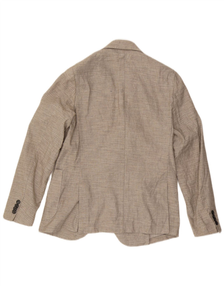 Libero Herren-Blazer mit 2 Knöpfen, IT 48, mittelbeiges Leinen