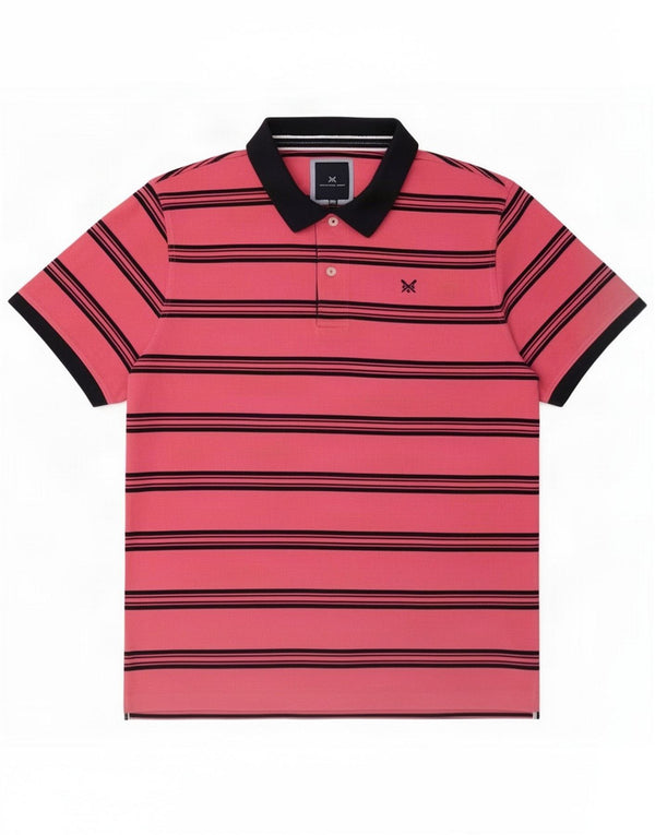 Crew Clothing Herren Poloshirt 2XL Rosa gestreift Baumwolle