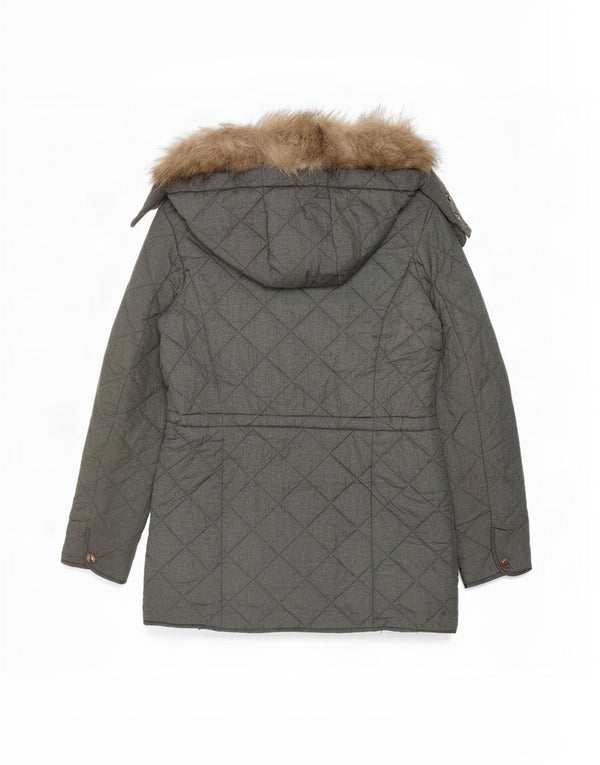 Massimo Dutti Steppjacke mit Kapuze für Mädchen, 11–12 Jahre, graues Nylon