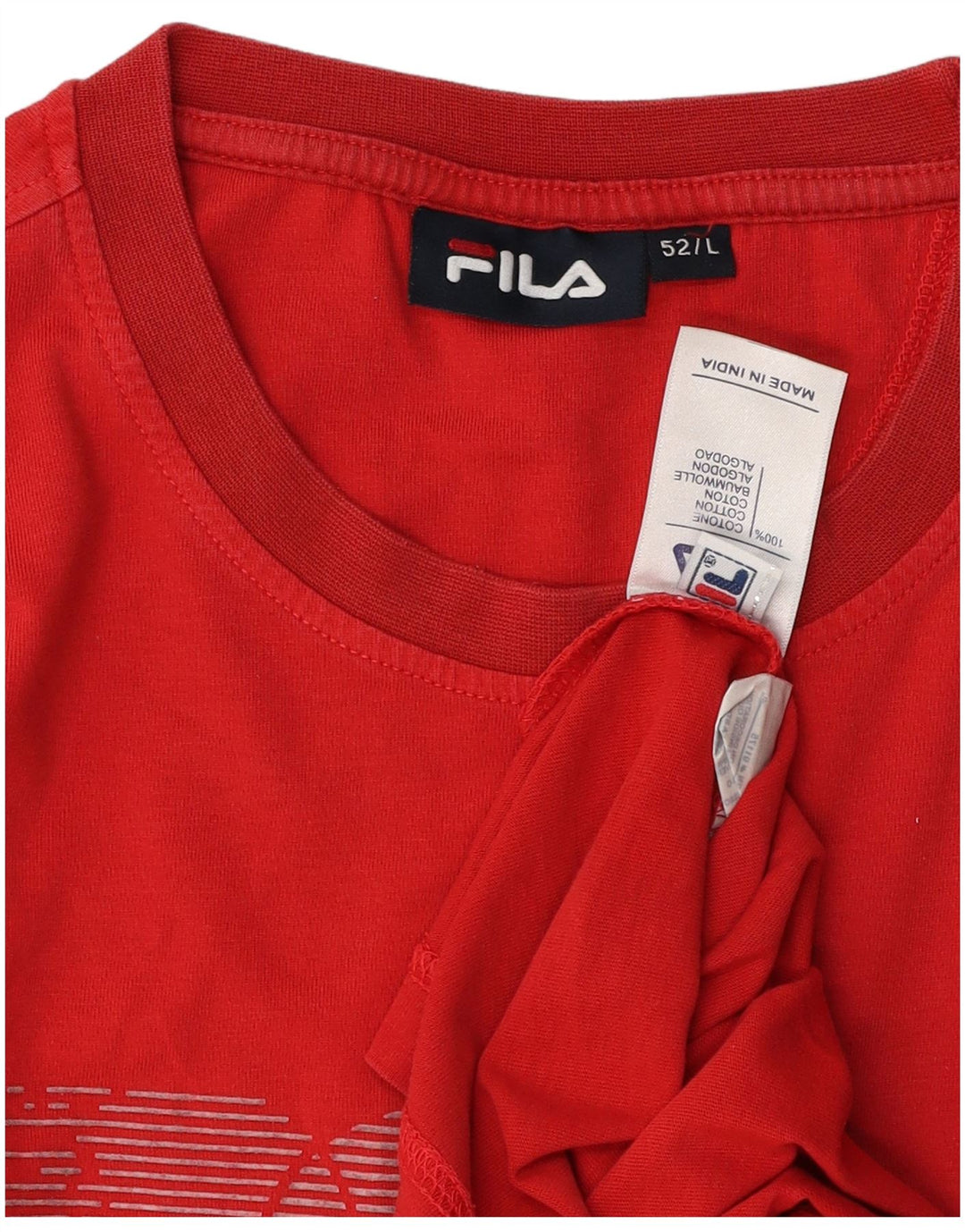 FILA Herren Grafik T-Shirt Top IT 52 Große rote Baumwolle