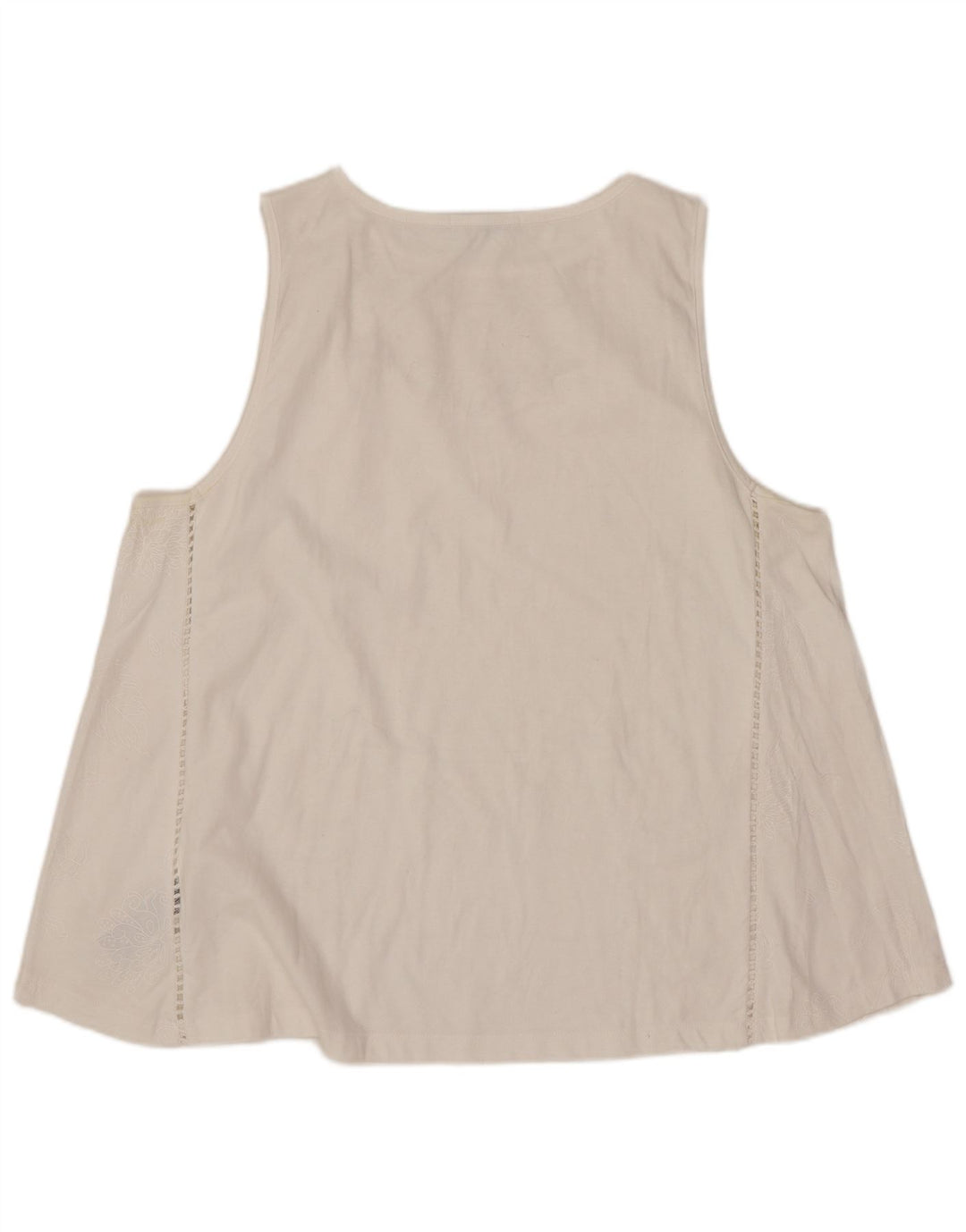 Desigual Damen ärmelloses Blusenoberteil UK 18 XL Weiß geblümtes Polyester