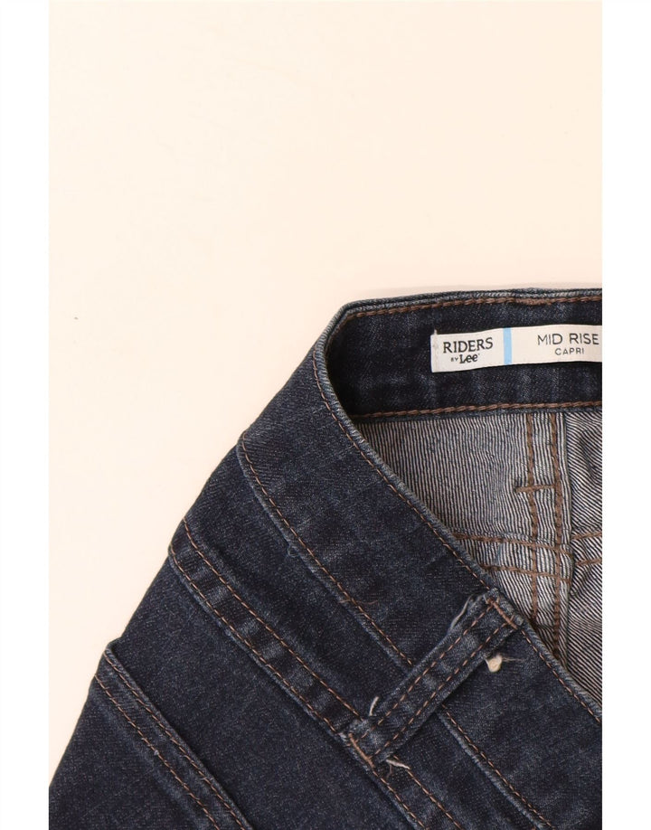LEE Damen Riders Mid Rise Capri Jeans US 14 Large W34 L19 Marineblau