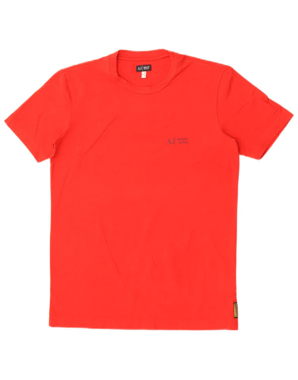 Armani Jeans Damen T-Shirt Top UK 14 Große rote Baumwolle