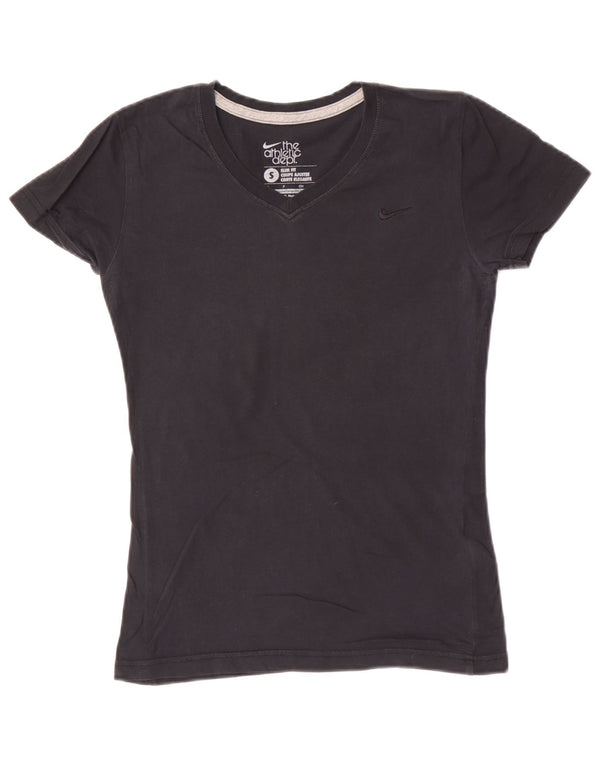 Nike Damen Slim Fit T-Shirt Top UK 10 Small Schwarz Baumwolle