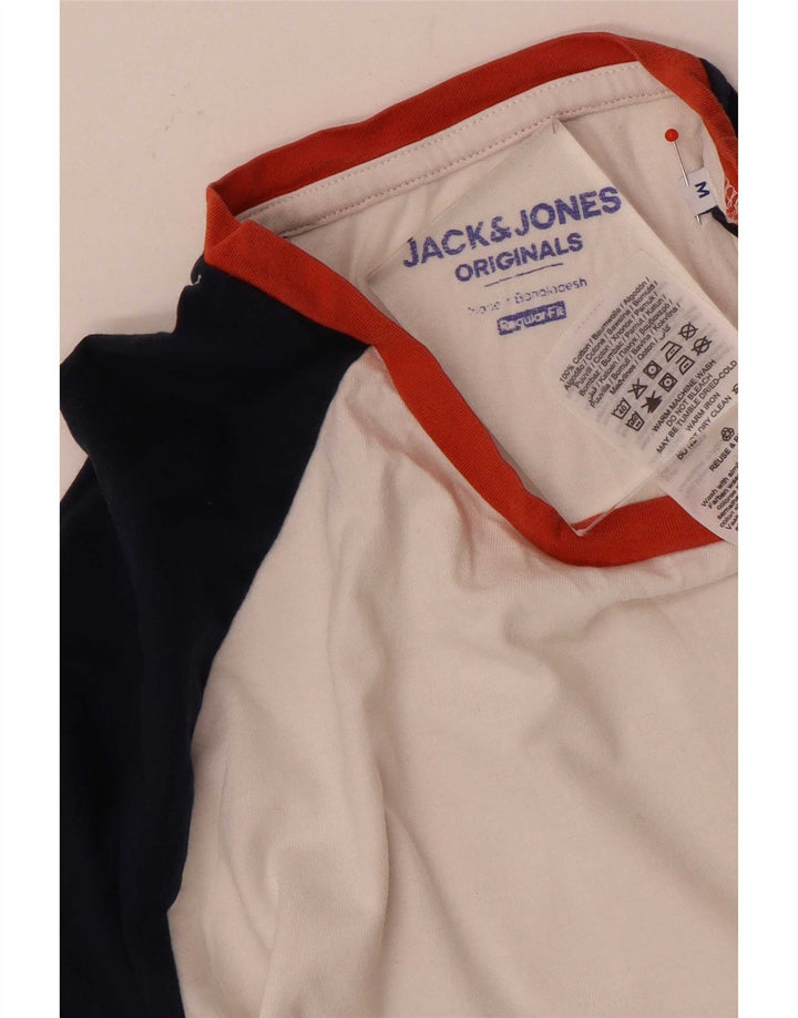 Jack & Jones Herren-Oberteil mit normaler Passform, langärmlig, mittelweiß, Farbblock