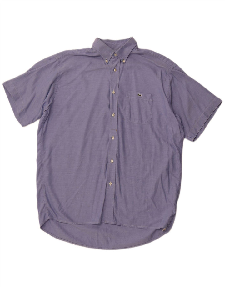 LACOSTE Herren-Kurzarmhemd, Größe 41, große blaue Baumwolle