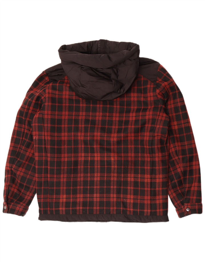 Zara Herren-Kapuzen-Utility-Jacke mit Kapuze, UK 40, groß, schwarz, kariert, Polyester
