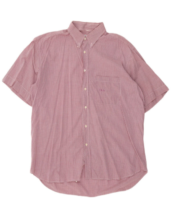 Fila Mens Short Sleeve Shirt Large Red Gingham Cotton