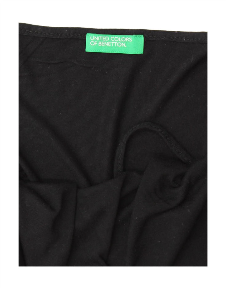 BENETTON Womens Crop Cami Top UK 12 Medium Black