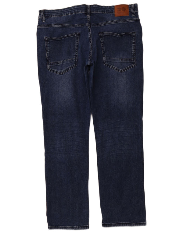CROSSHATCH Damen Princed Straight Jeans W36 L30 Blaue Baumwolle