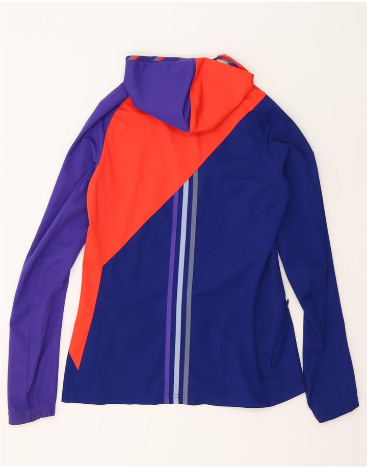 ADIDAS Damen Clima Proof Regenjacke UK 8/10 Small Blue Colourblock