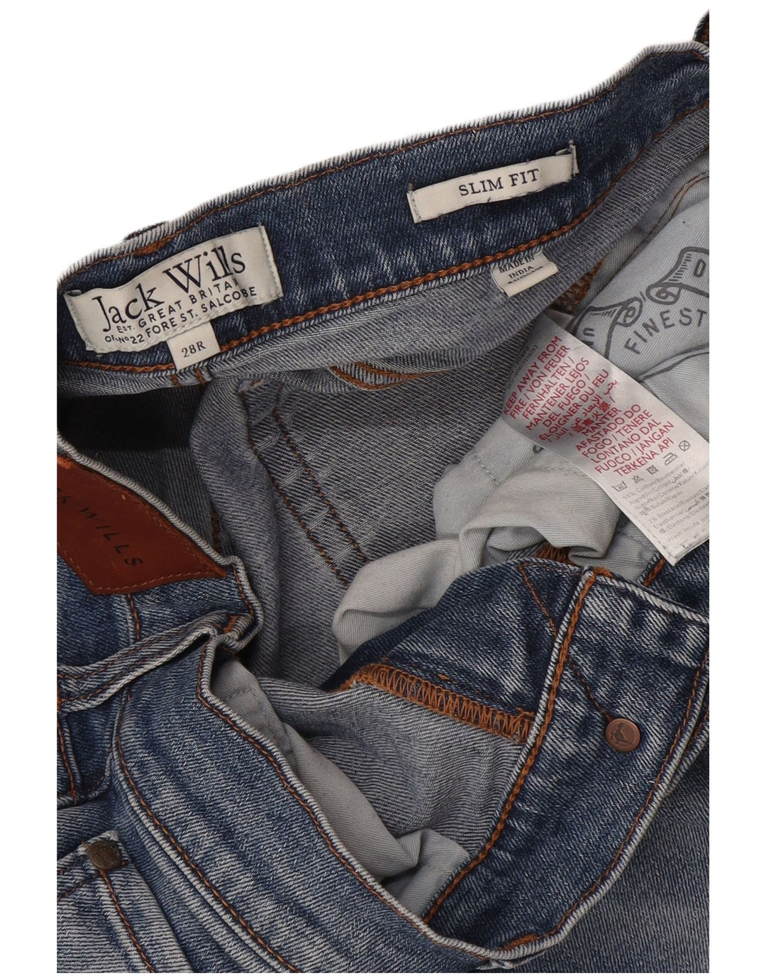 Jack Wills Herren Slim Jeans W28 L30 Blaue Baumwolle