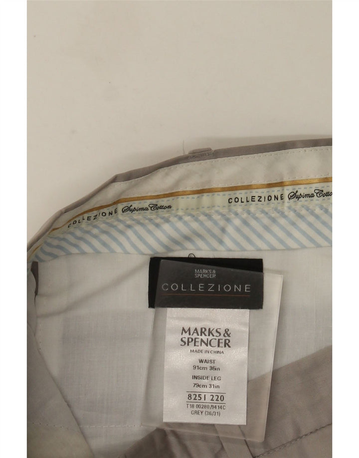 MARKS & SPENCER Gerade Herren-Anzughose W36 L31 Graue Baumwolle