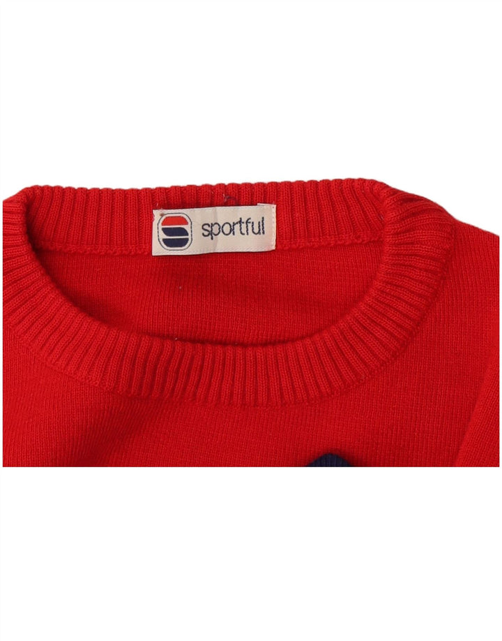 Sportful Herren-Pullover mit Rundhalsausschnitt, groß, rot, Farbblock