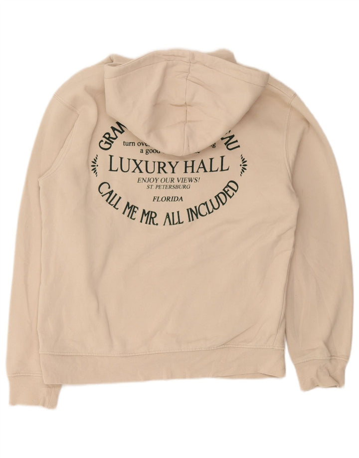 Zara Herren-Kapuzenpullover mit Grafik, mittelbeige Baumwolle