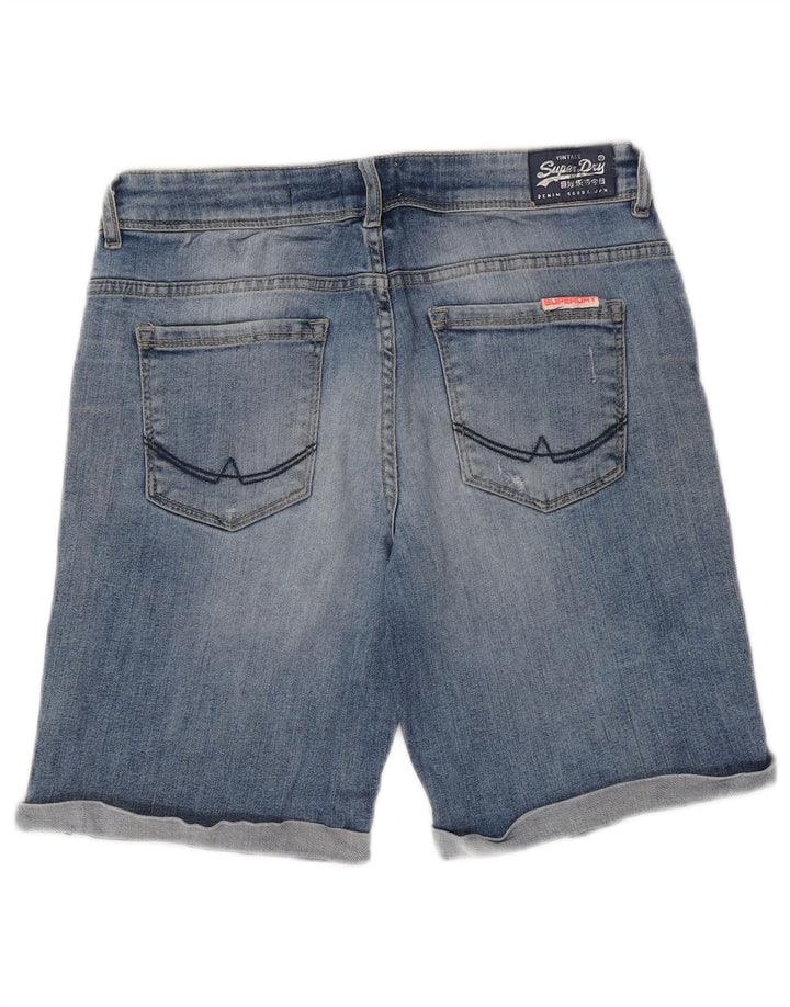 Superdry Distressed Denim Shorts W30 Mittelblaue Baumwolle für Damen