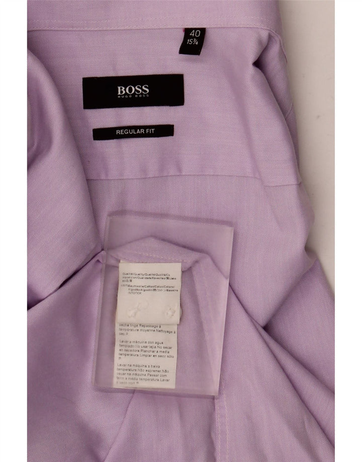 Hugo Boss Herren-Hemd in normaler Passform, Größe 4015, 3/4 mittelviolette Baumwolle