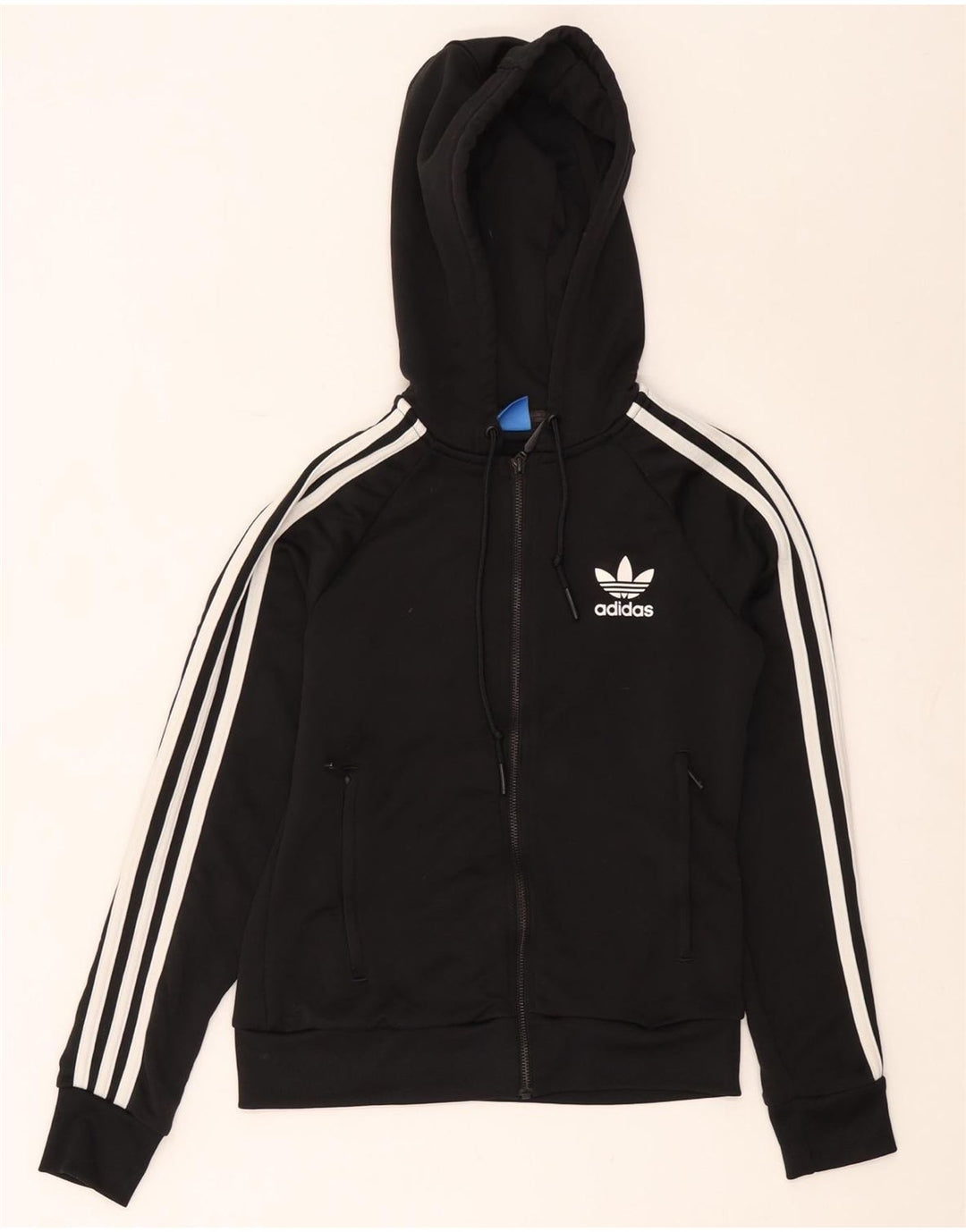 Adidas Damen Zip Hoodie Pullover UK 8 Small Schwarz Polyester