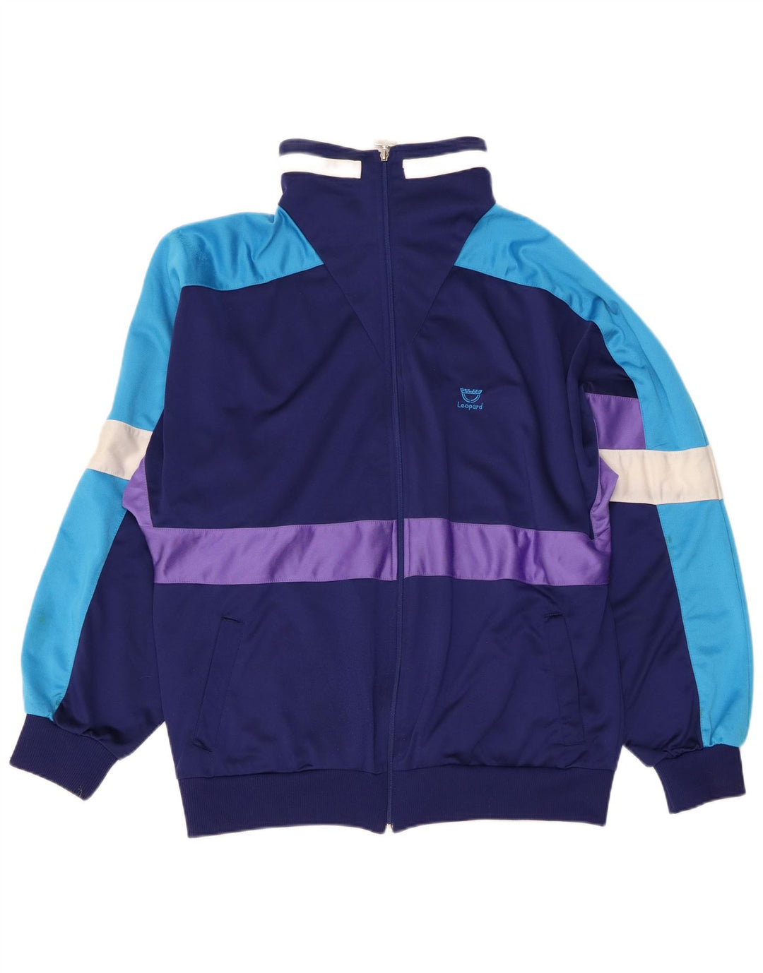 Kompletter Herren-Trainingsanzug mit Leopardenmuster, UK 46/48, XL, Marineblau, Farbblock-Polyester