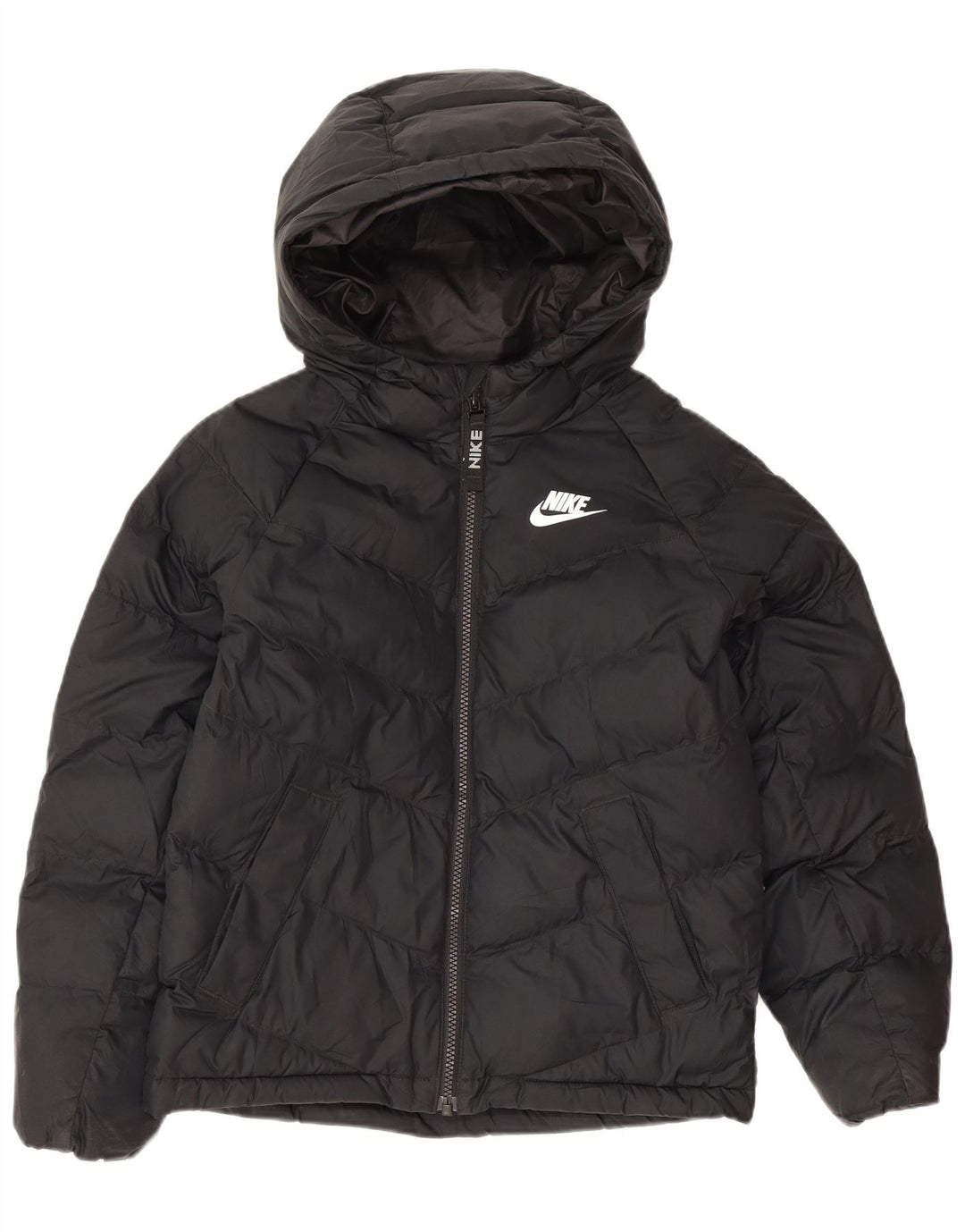 Nike Mädchen-Kapuzenjacke, gepolstert, 8–9 Jahre, Größe S, Schwarz