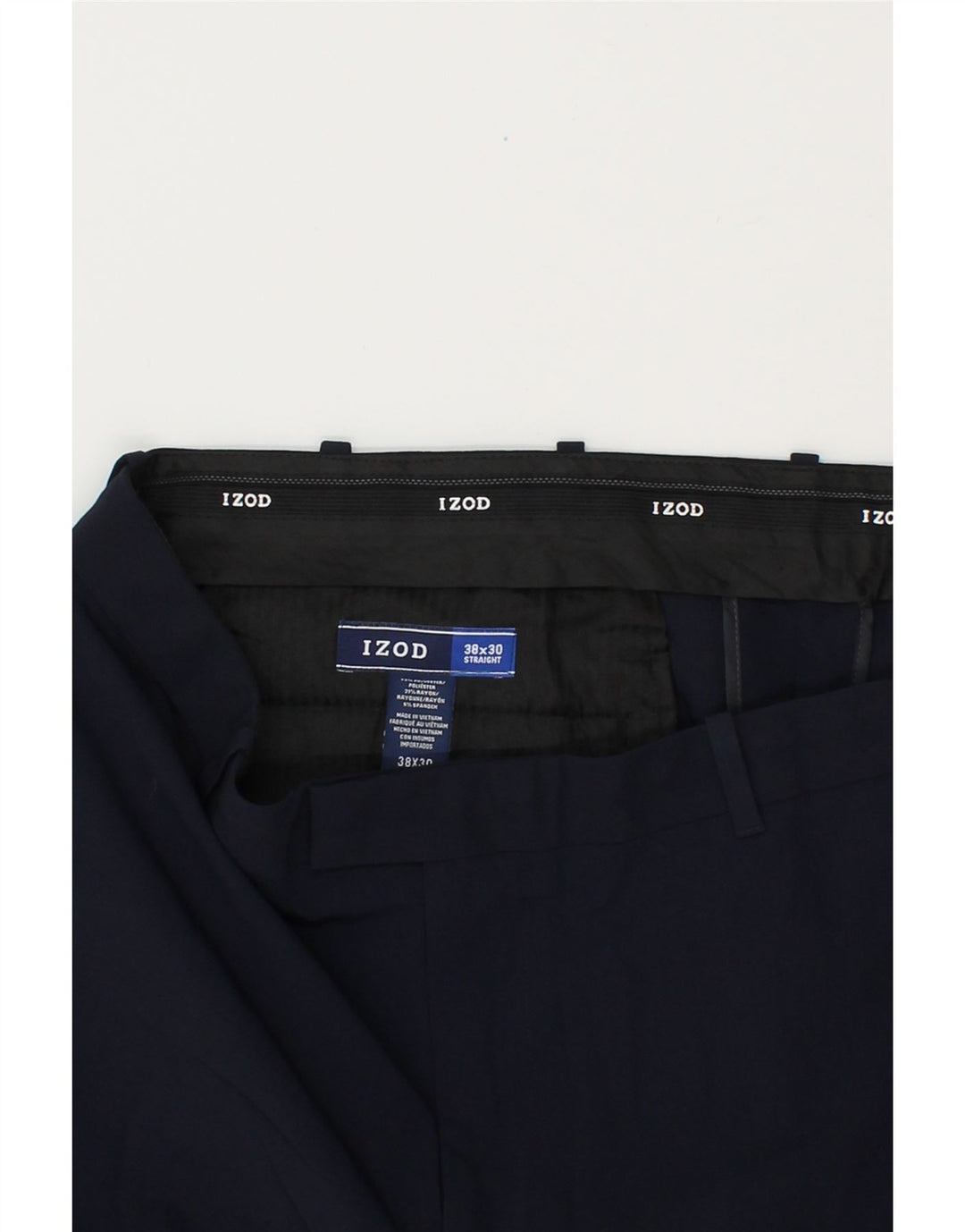 IZOD Mens Straight Suit Trousers W38 L30 Navy Blue Polyester Vintage Izod and Second-Hand Izod from Messina Hembry 