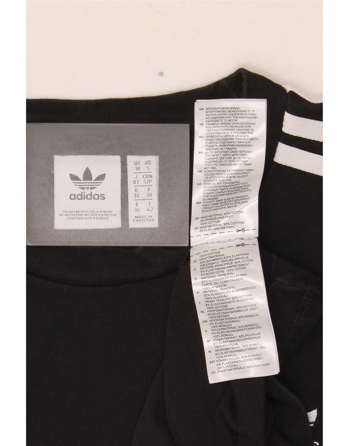 Adidas Damen Top Langarm UK 10 Small Schwarz Baumwolle