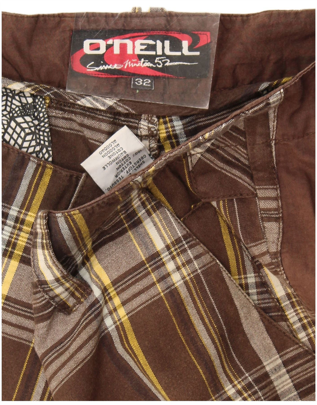 O'Neill Herren Chinoshorts W32 mittelbraun karierte Baumwolle