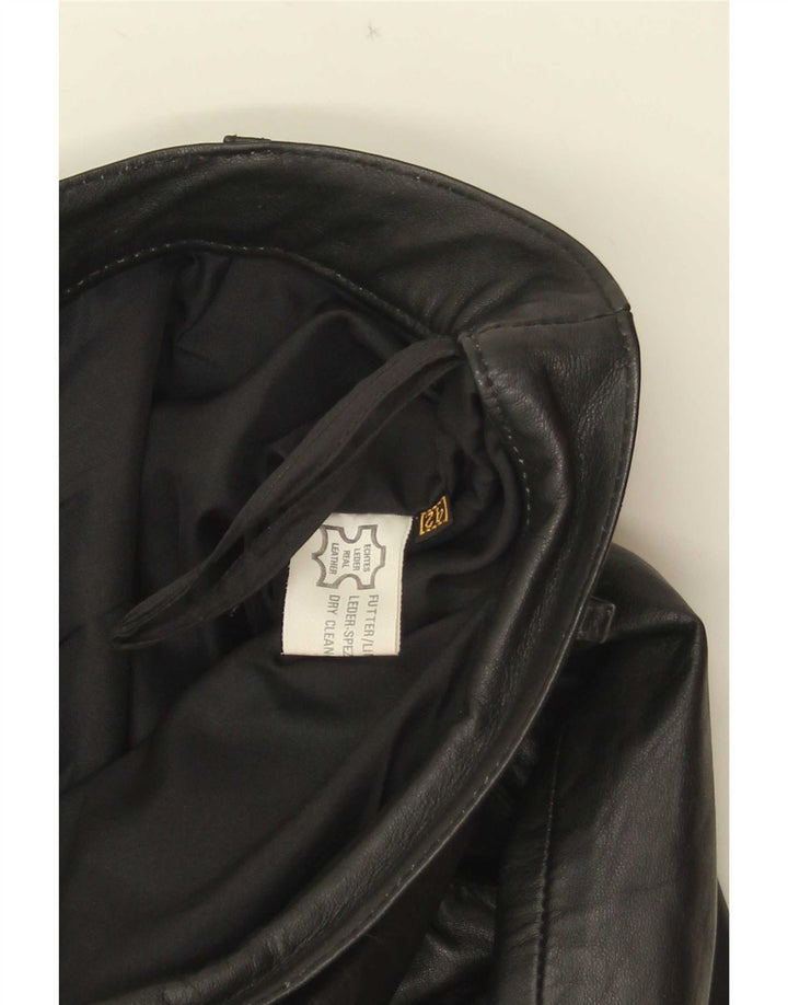 Vintage Damen Lederrock IT 42 Medium W30 Schwarzes Leder