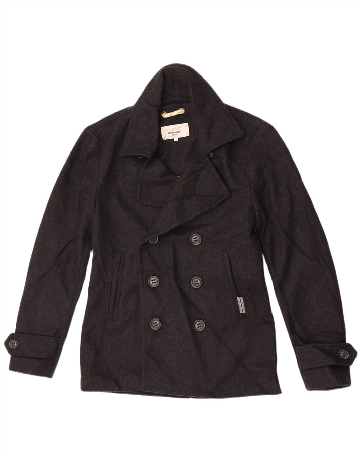 Superdry Herren Commodity Pea Coat UK 38 Mittelschwarze Wolle