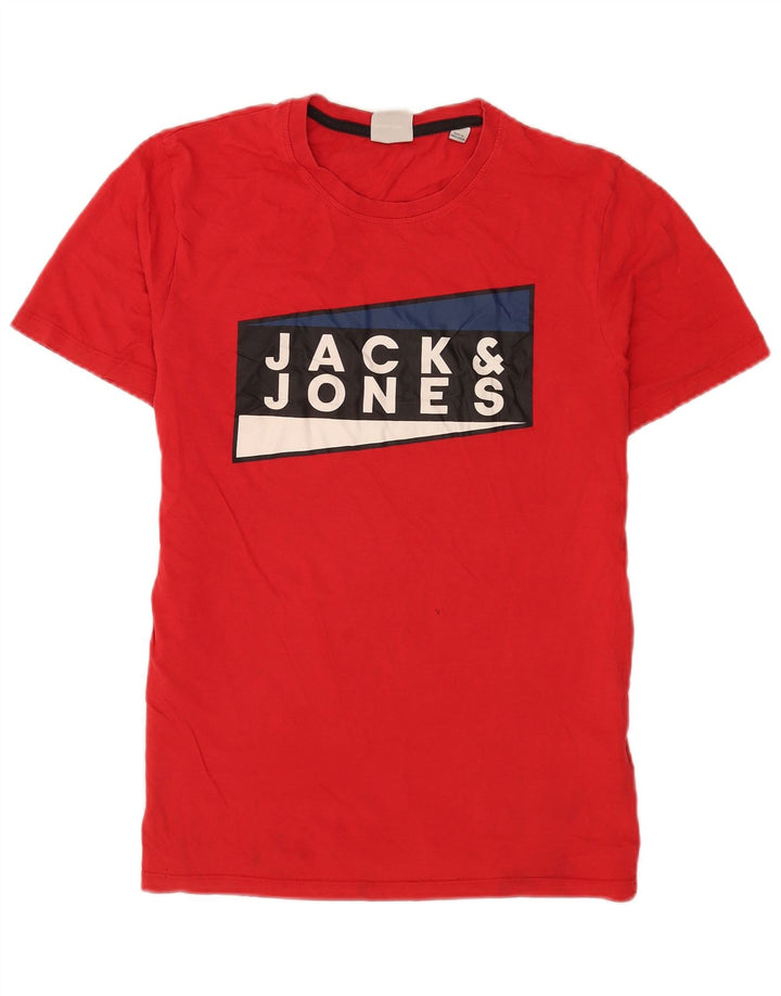 Jack & Jones Herren Grafik-T-Shirt-Oberteil aus mittelroter Baumwolle