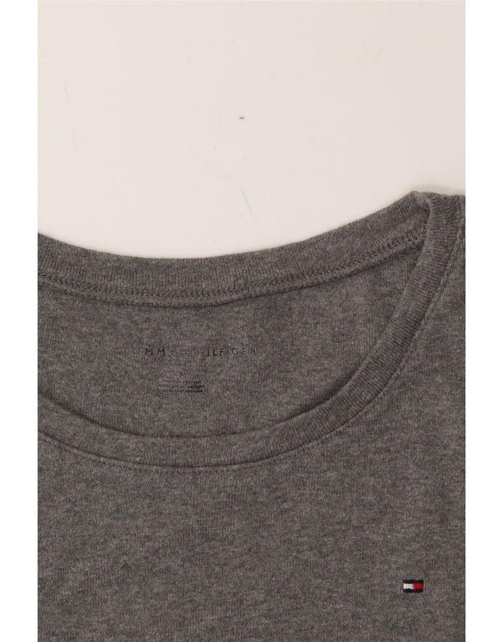 TOMMY HILFIGER Womens T-Shirt Top UK 12 Medium Grey Cotton Vintage Tommy Hilfiger and Second-Hand Tommy Hilfiger from Messina Hembry 