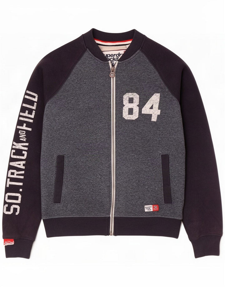 Superdry Herren Grafik-Trainingsanzug-Top-Jacke Mittelblaue Farbblock-Baumwolle