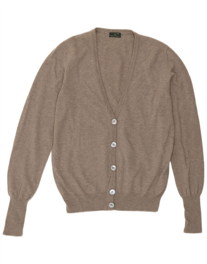 Fred Perry Damen-Cardigan-Pullover UK 20 2XL Graue Wolle