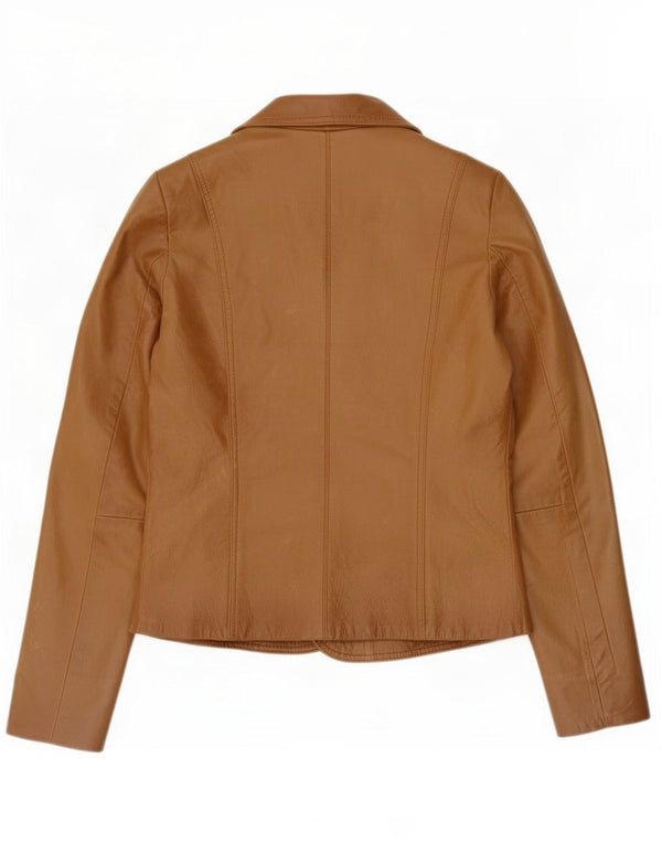 Blend Womens 3 Button Leather Blazer Jacket EU 38 Medium Brown