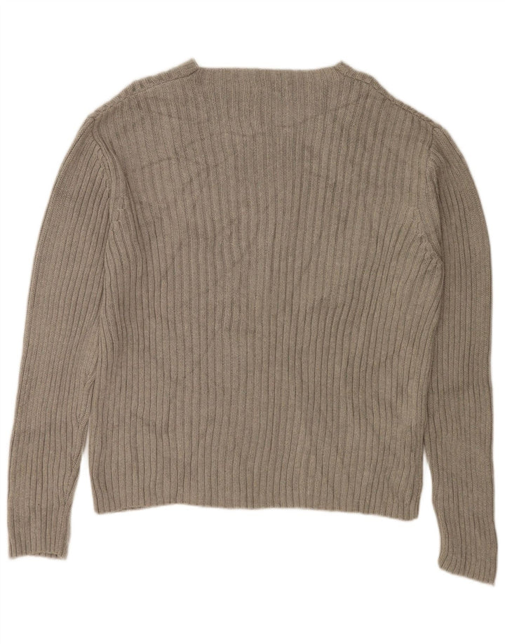 DKNY Damen-Pullover mit U-Boot-Ausschnitt, UK-Gr. 16, Größe L, Grau, Baumwolle