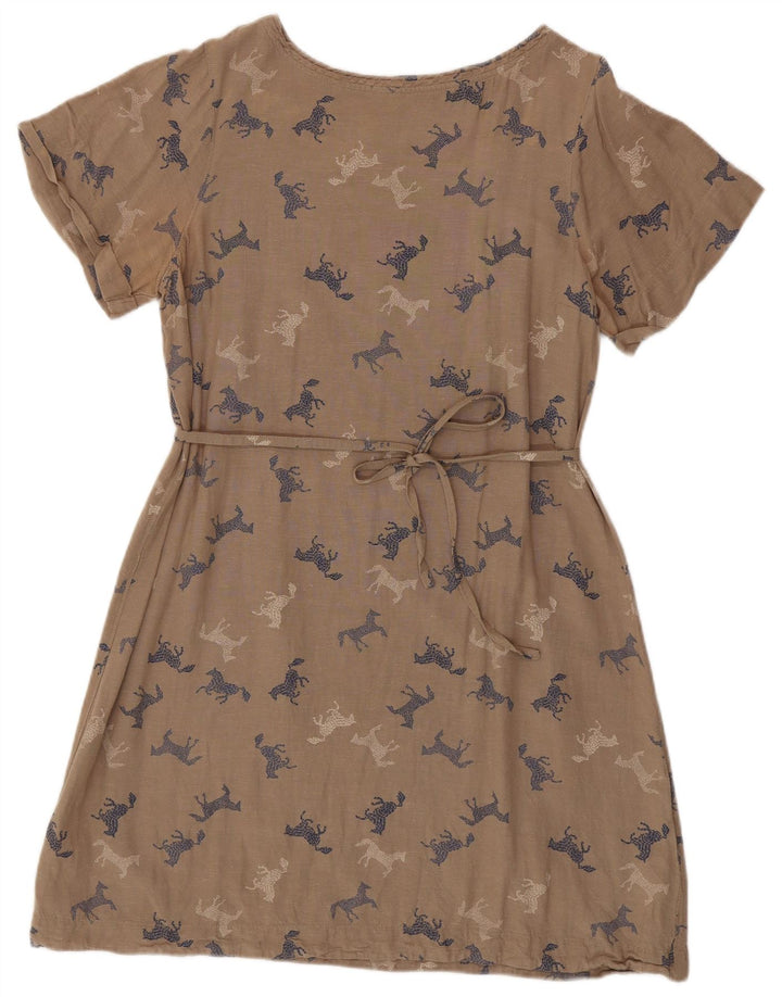 WHITE STUFF Grafisches A-Linien-Kleid für Damen, Größe 42, groß, beige, mit Tiermuster