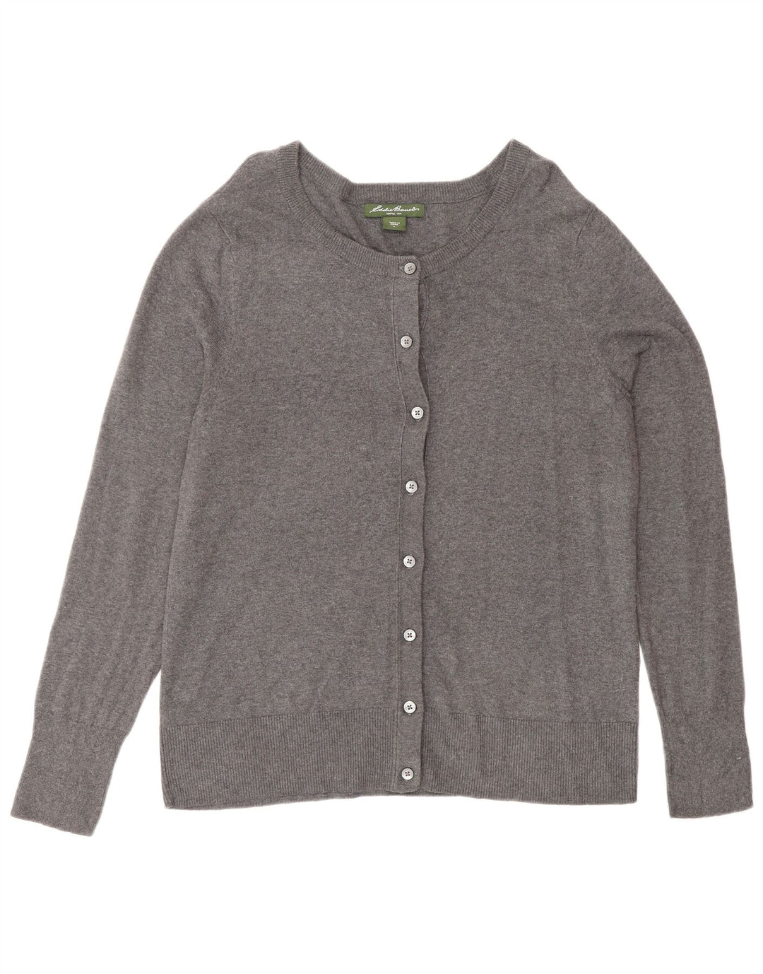 EDDIE BAUER Damen-Cardigan-Pullover UK 16 Große graue Baumwolle