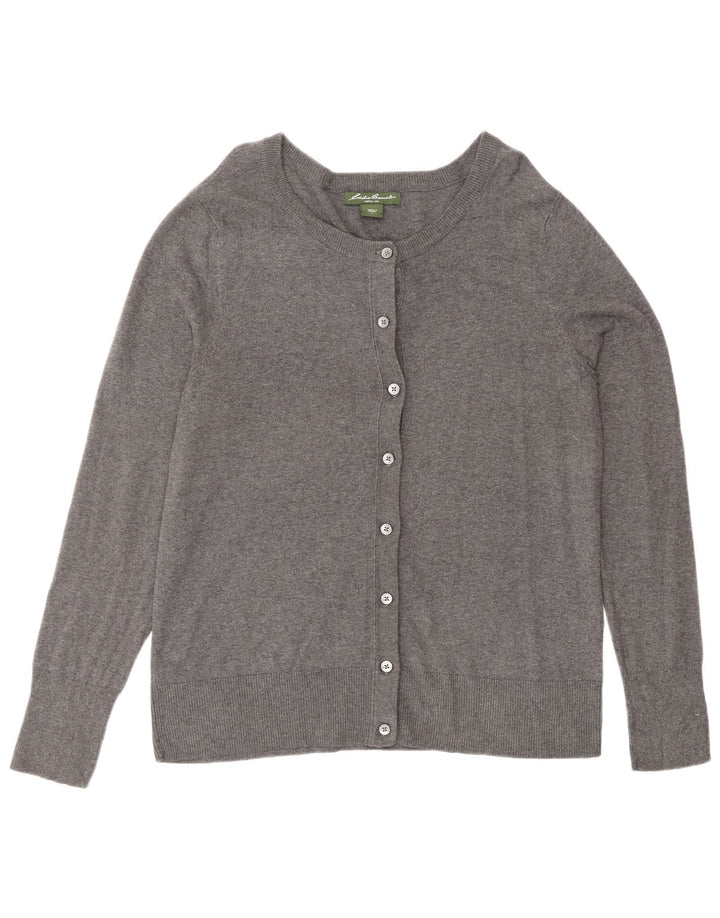 EDDIE BAUER Damen-Cardigan-Pullover UK 16 Große graue Baumwolle