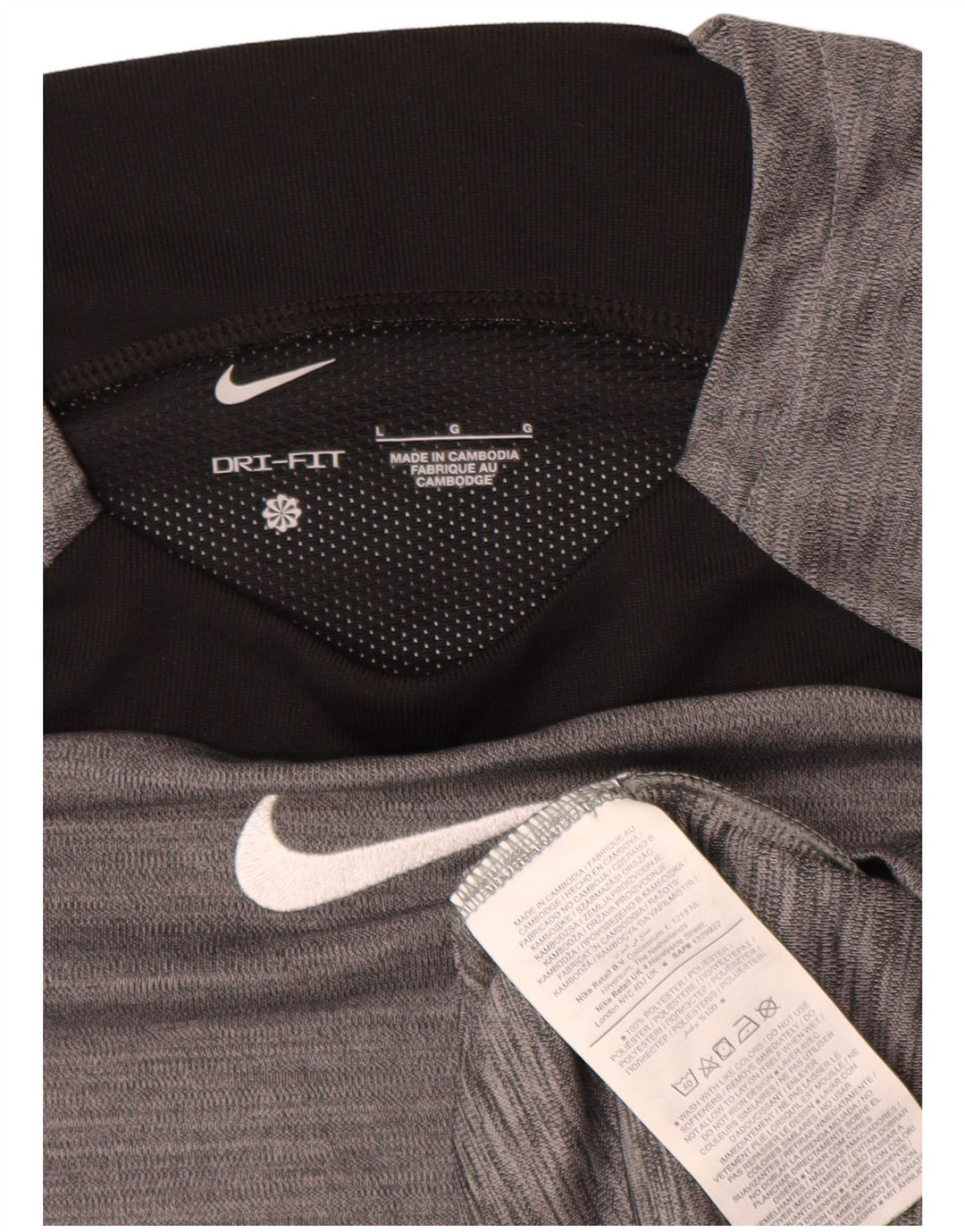 Nike Herren Dri Fit T-Shirt-Oberteil, großes graues Farbblock-Polyester
