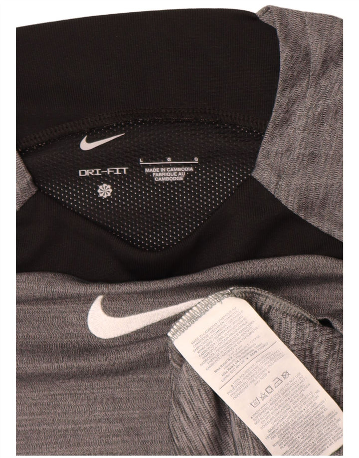 Nike Herren Dri Fit T-Shirt-Oberteil, großes graues Farbblock-Polyester