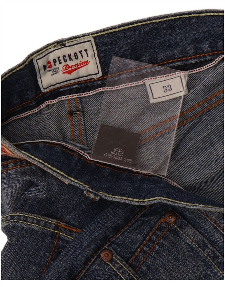 Peckott Herren Jeansshorts W33 mittelblaue Baumwolle