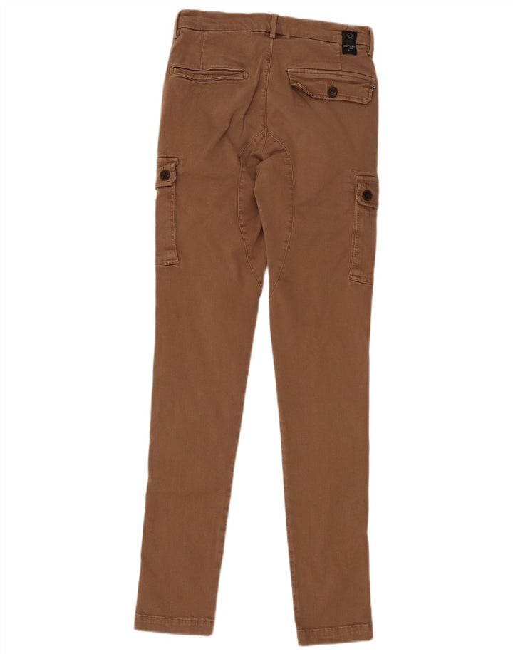 REPLAY Damen Jaan Skinny Cargohose W29 L34 Braune Baumwolle