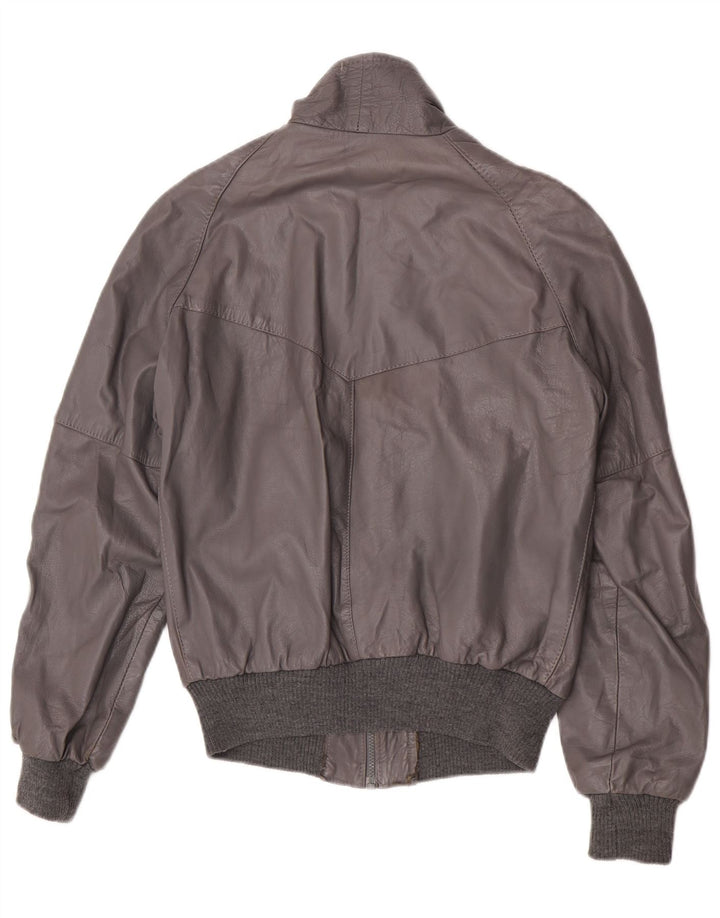 Vintage Herren Lederjacke IT 48 Mittelgraues Leder
