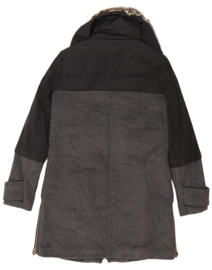 Zara Damen Übergroßer Mantel UK 6 XS Schwarzer Farbblock