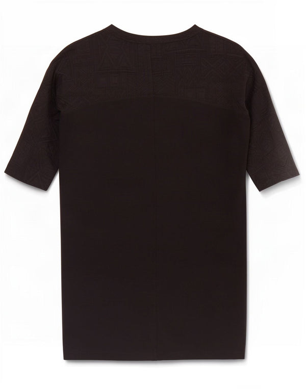 Zara Damen Etuikleid mit 3/4-Ärmeln, UK 10, klein, schwarz, geometrisch