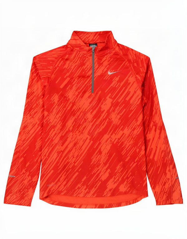 Nike Mädchen Dri Fit Zip Neck Top Langarm 12–13 Jahre groß rot gestreift