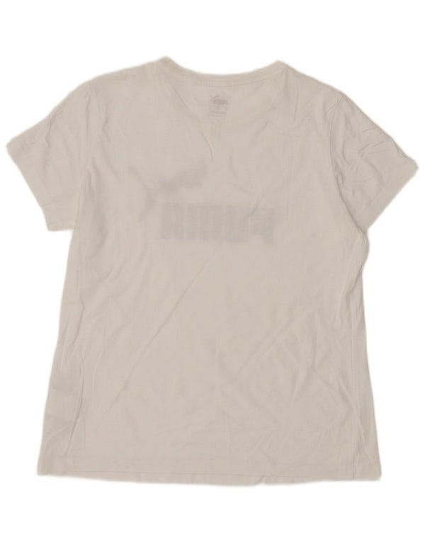 Puma Damen Grafik T-Shirt Top UK 12 Mittelweiße Baumwolle
