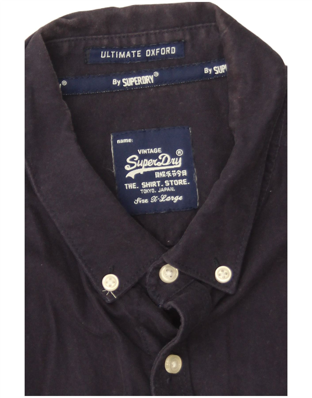 Superdry Herren-Kurzarmhemd XL aus marineblauer Baumwolle