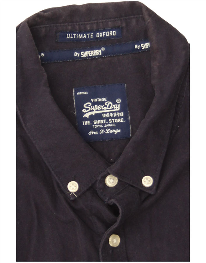 Superdry Herren-Kurzarmhemd XL aus marineblauer Baumwolle