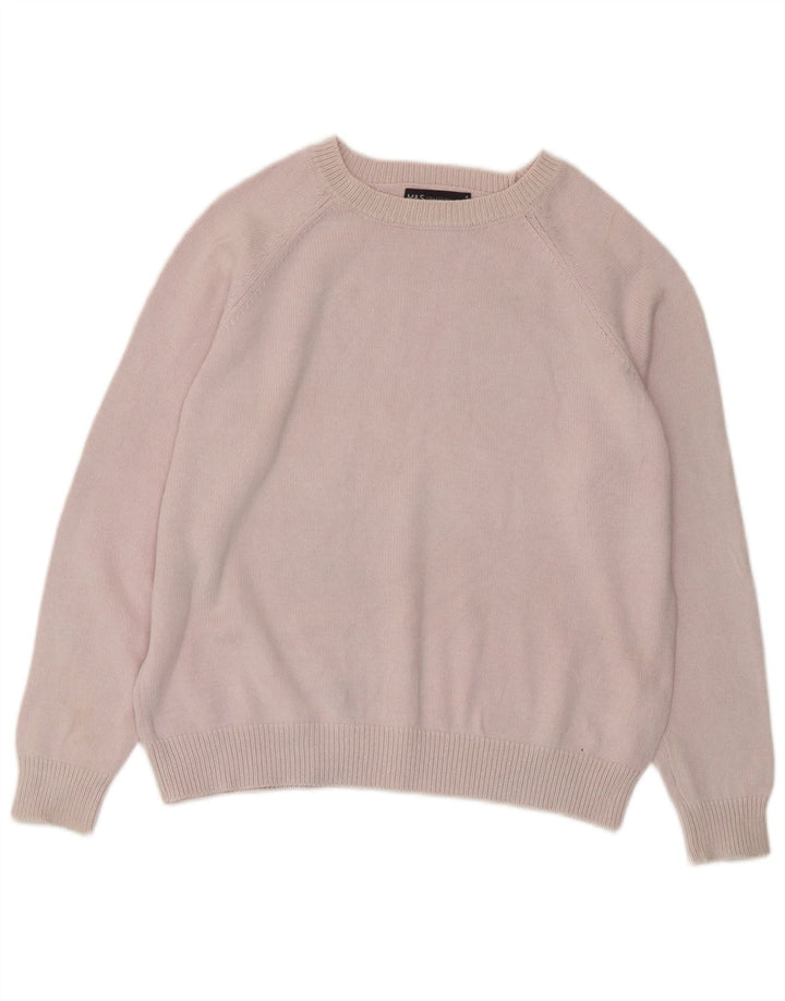 Marks & Spencer Damen Bootsausschnitt Pullover UK 14 Mittel Rosa Baumwolle